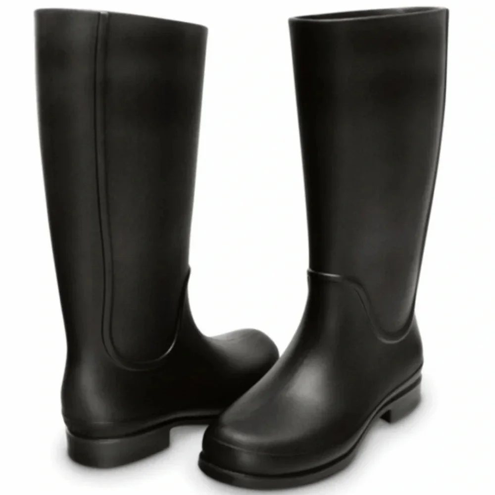 CROCS Tall Wellie Rain Boots Rubber Black Pull On Black Women’s 5 or Juniors 3